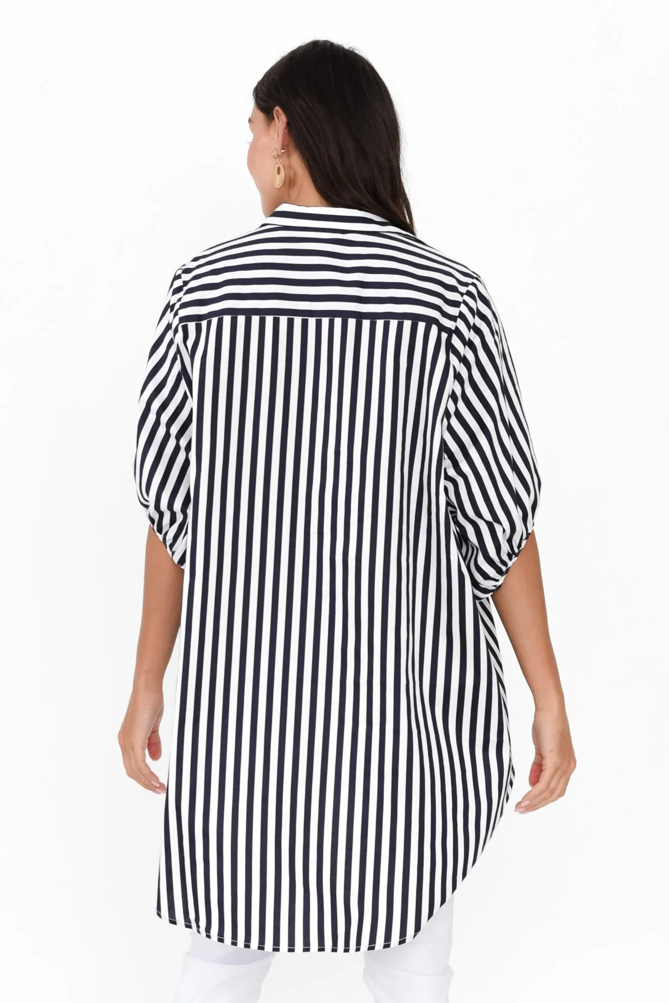 Sadie Navy Stripe Cotton Tunic Top