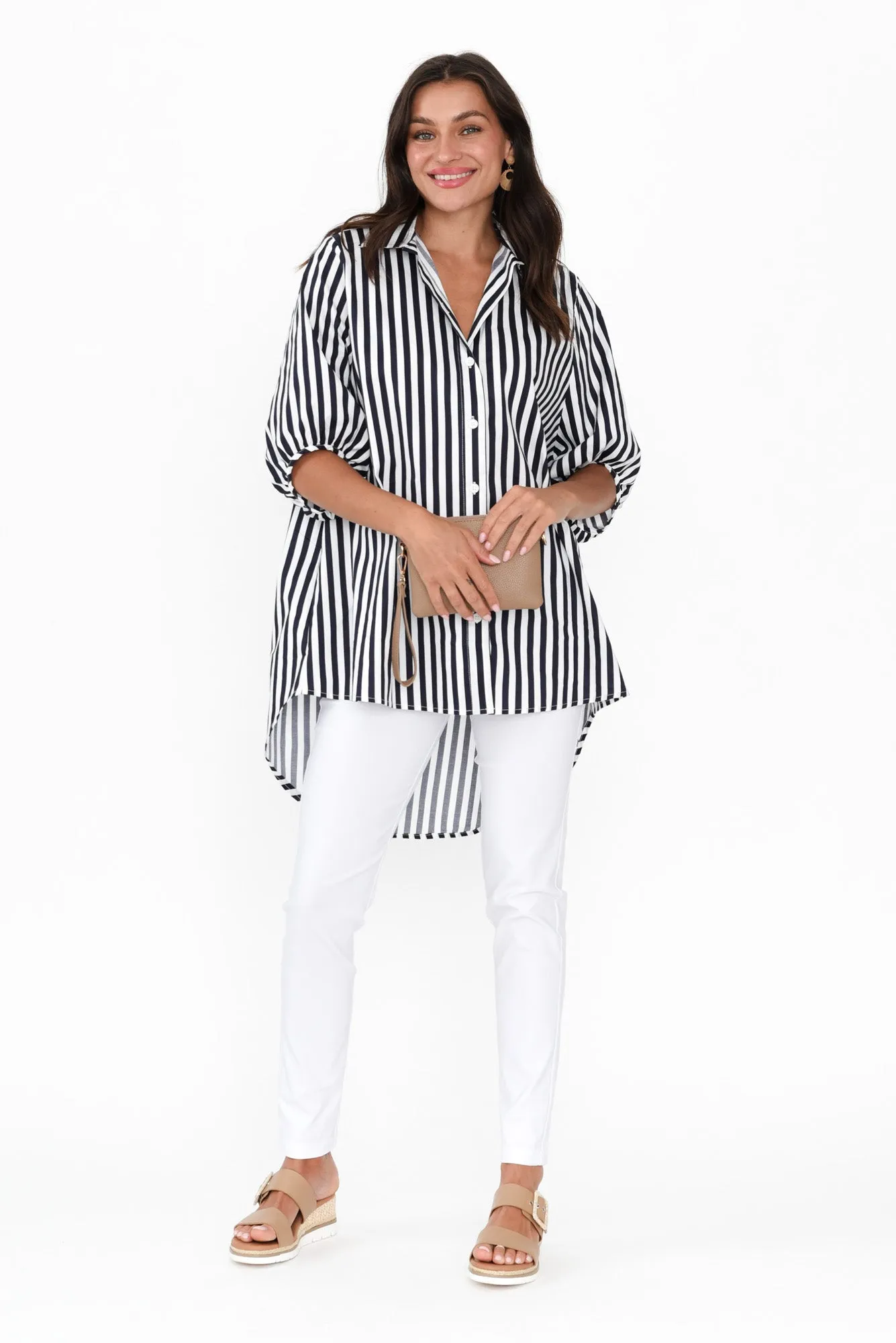 Sadie Navy Stripe Cotton Tunic Top