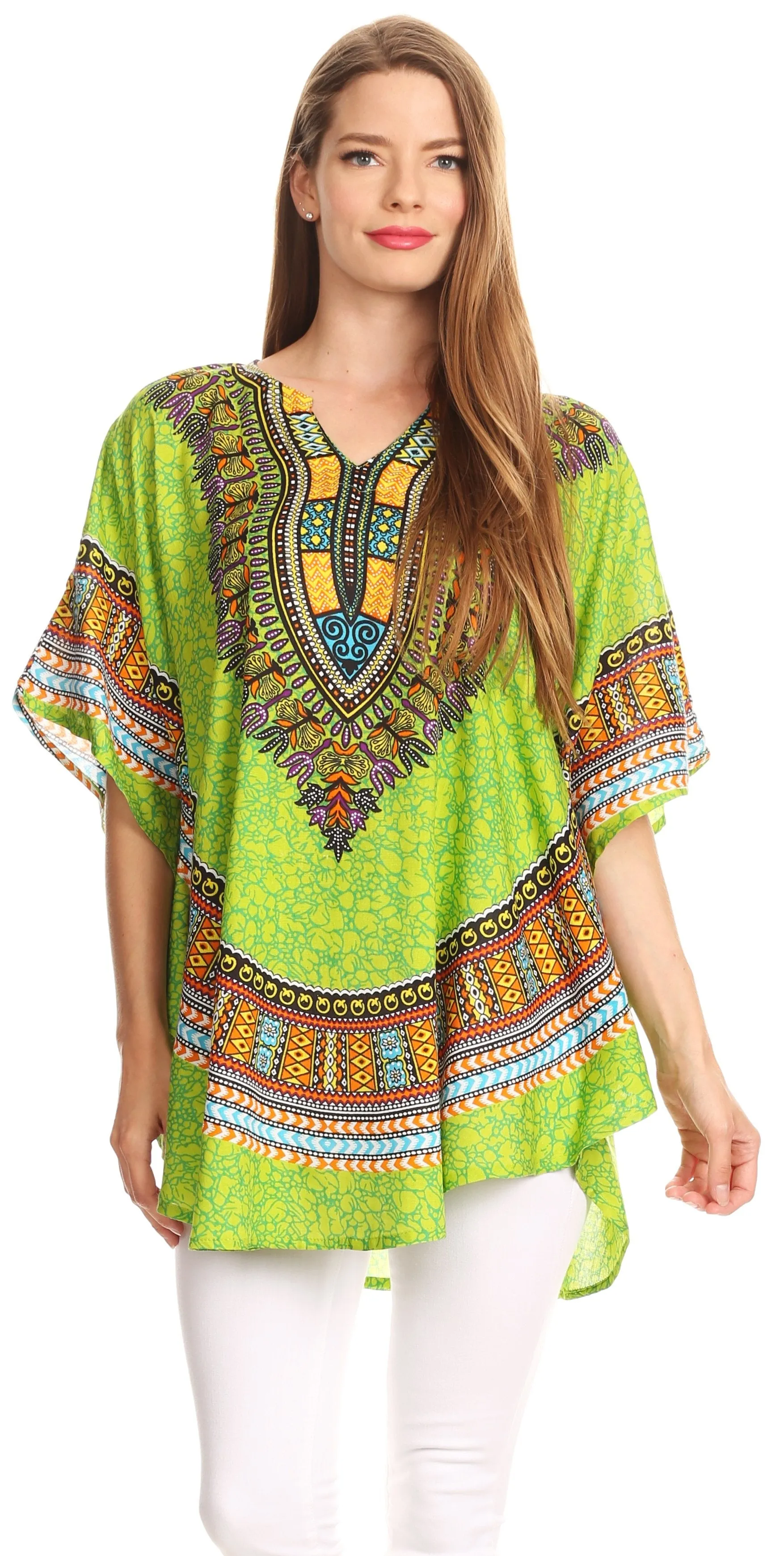 Sakkas Alba Tribal Circle Cover-up Tunic Vibrant Colors Relaxed