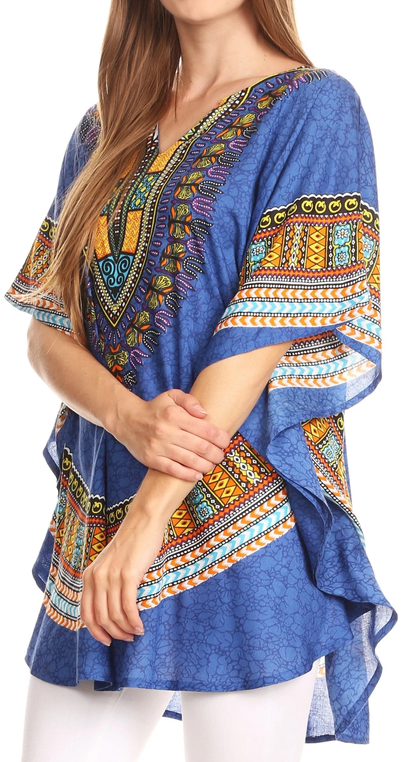 Sakkas Alba Tribal Circle Cover-up Tunic Vibrant Colors Relaxed