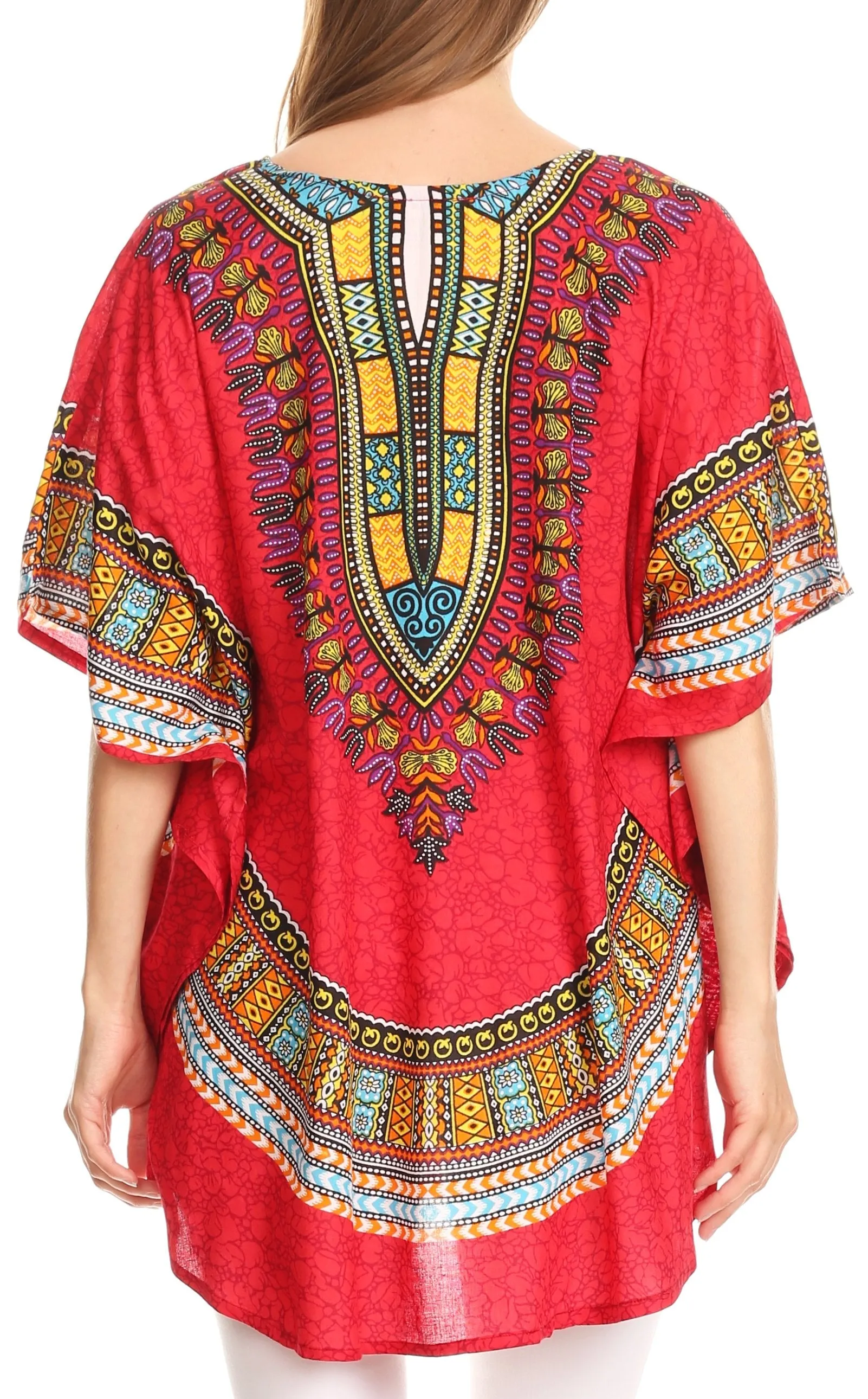 Sakkas Alba Tribal Circle Cover-up Tunic Vibrant Colors Relaxed