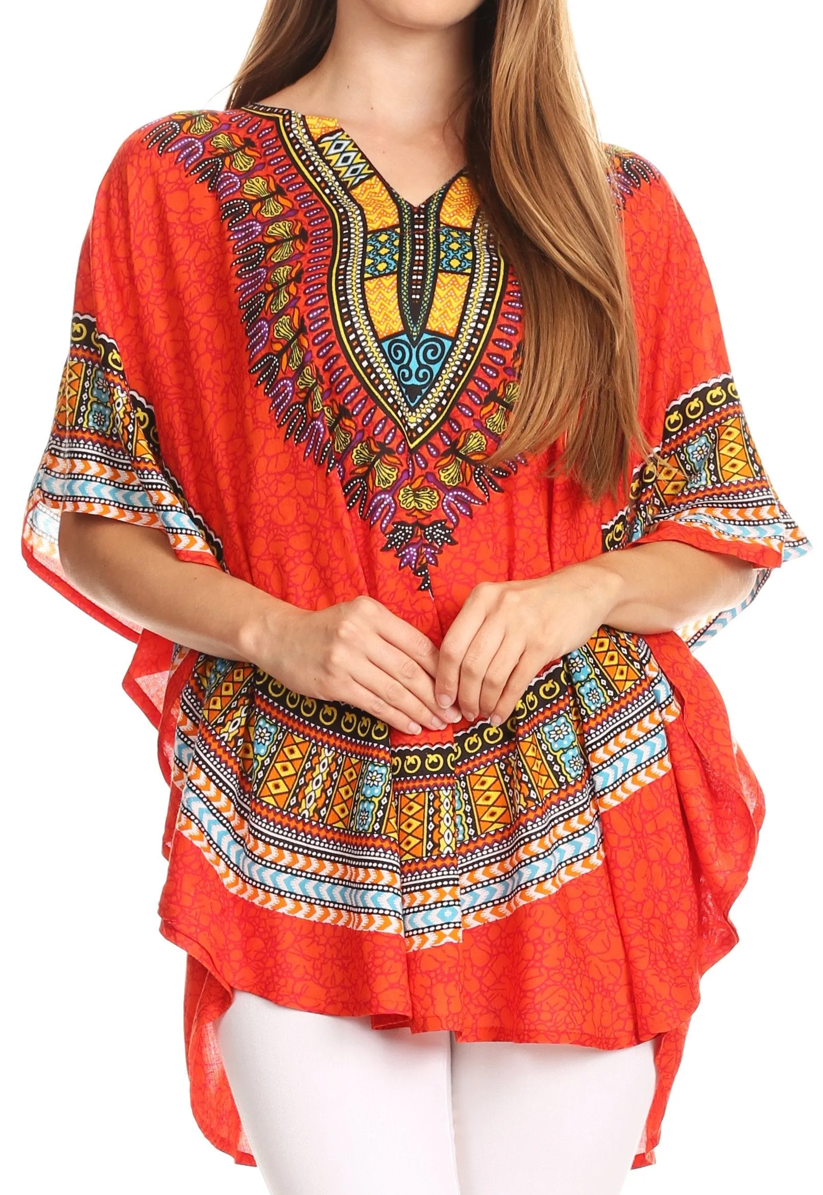 Sakkas Alba Tribal Circle Cover-up Tunic Vibrant Colors Relaxed