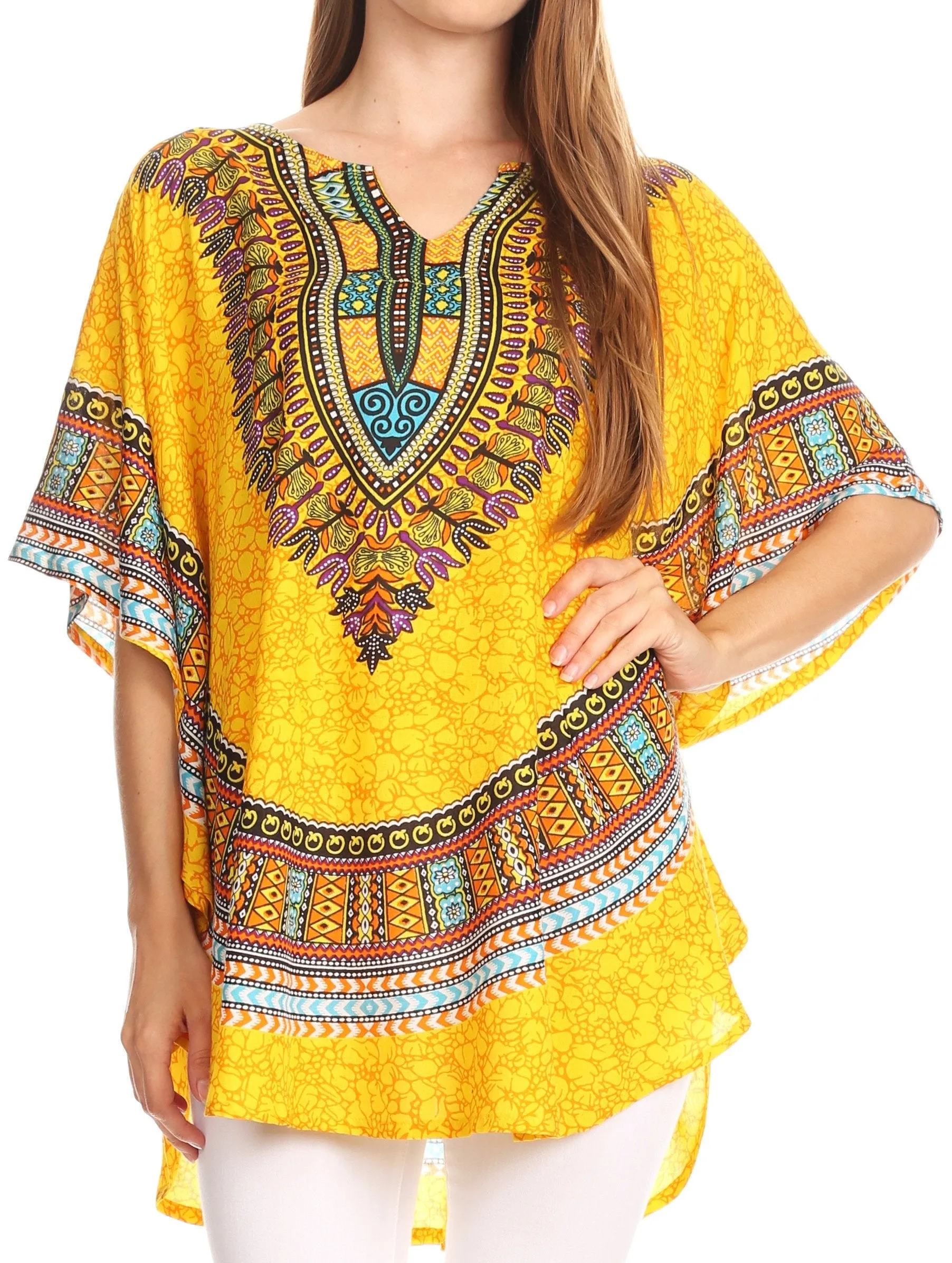 Sakkas Alba Tribal Circle Cover-up Tunic Vibrant Colors Relaxed