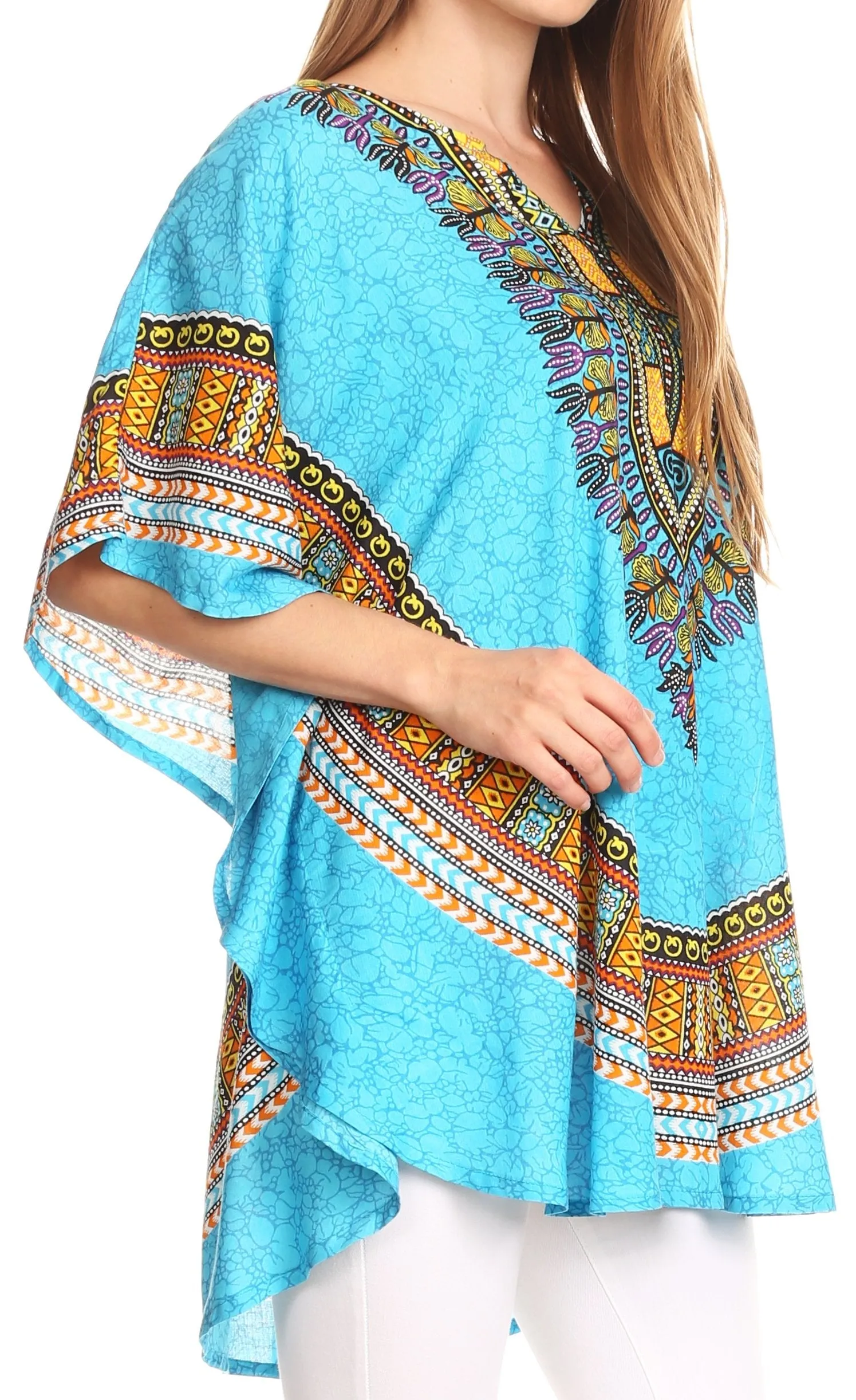 Sakkas Alba Tribal Circle Cover-up Tunic Vibrant Colors Relaxed