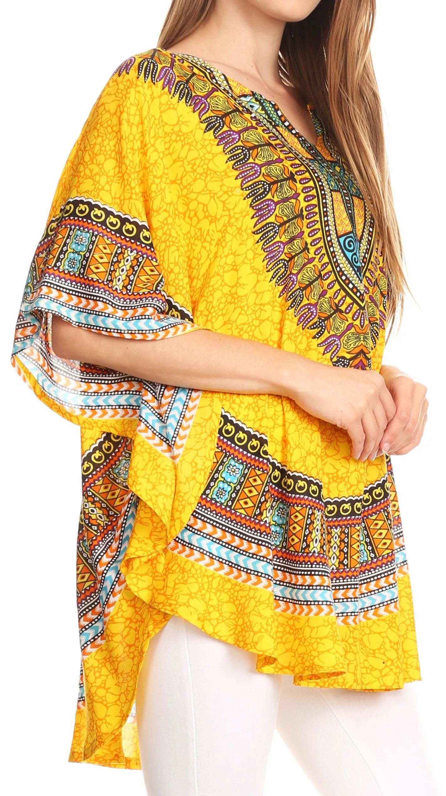 Sakkas Alba Tribal Circle Cover-up Tunic Vibrant Colors Relaxed