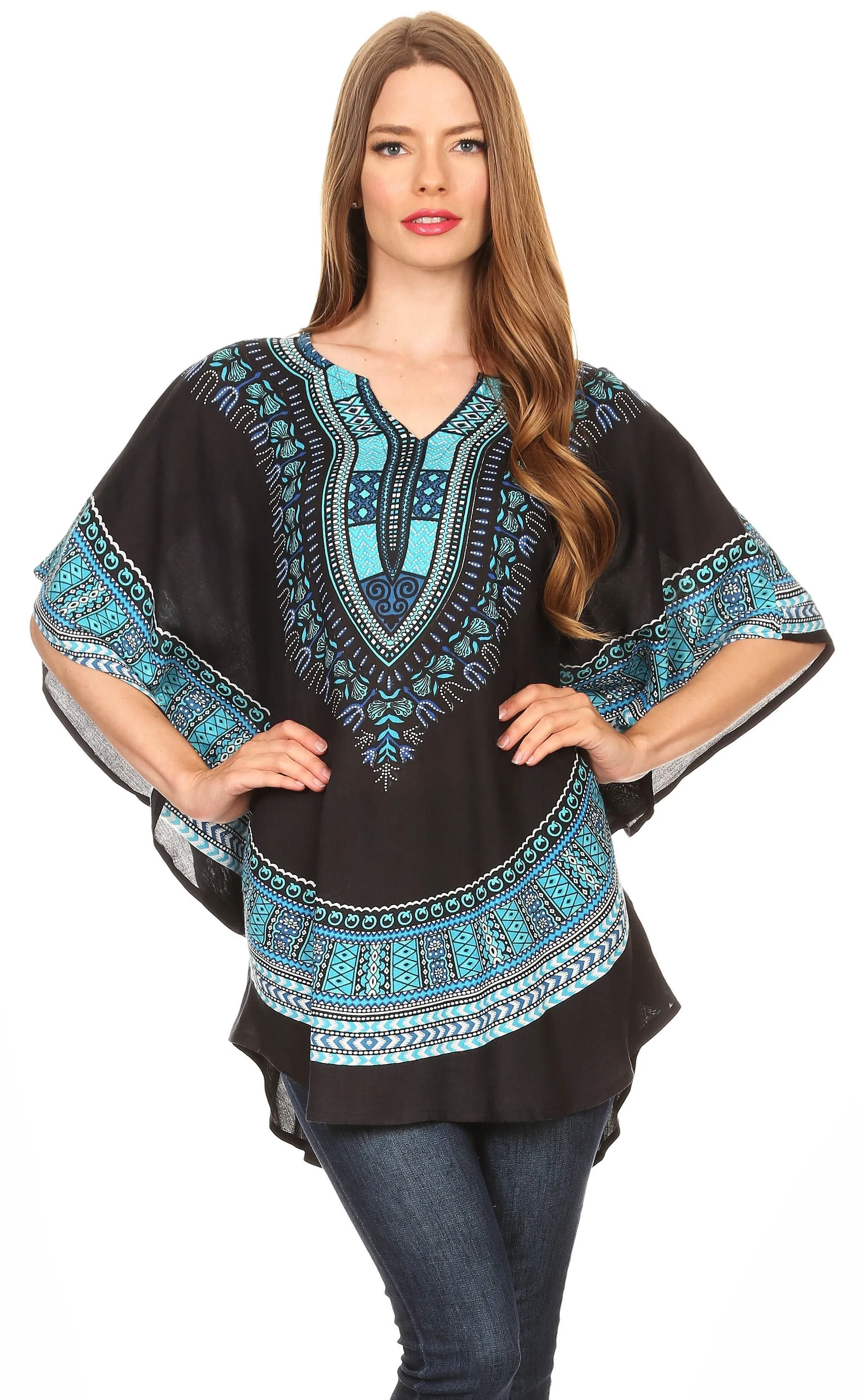 Sakkas Alba Tribal Circle Cover-up Tunic Vibrant Colors Relaxed