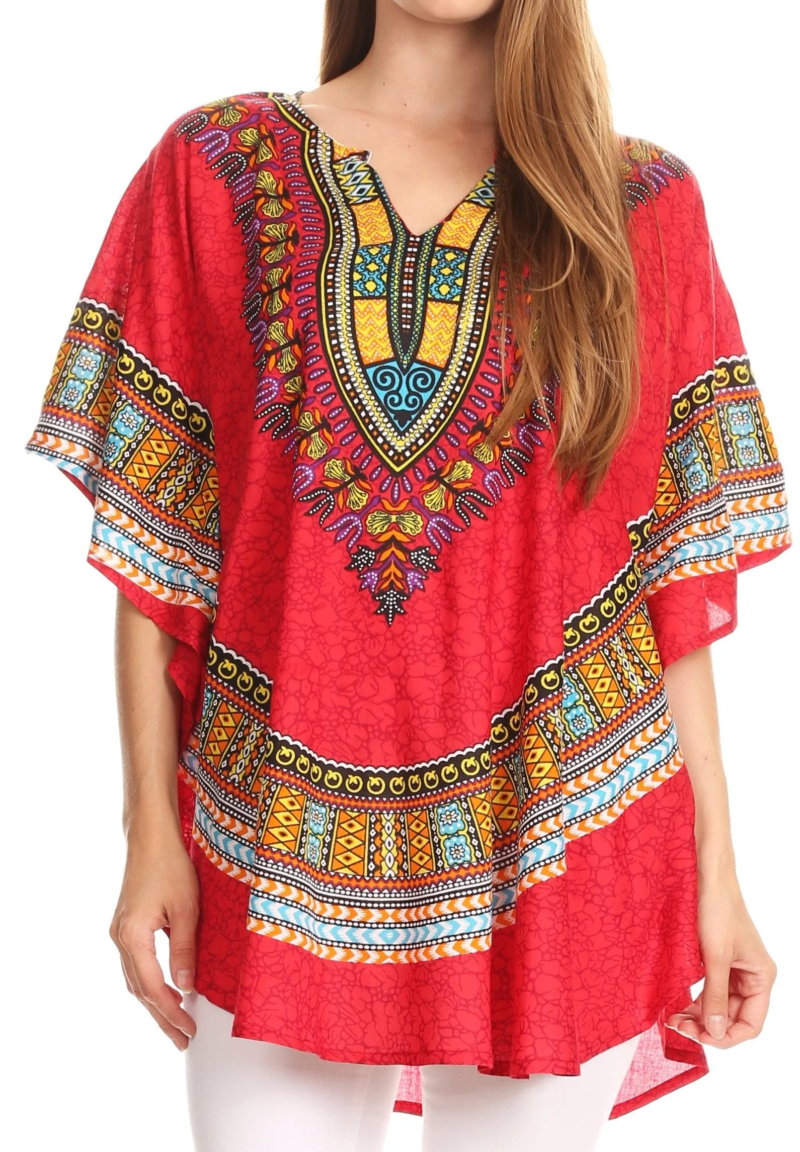 Sakkas Alba Tribal Circle Cover-up Tunic Vibrant Colors Relaxed