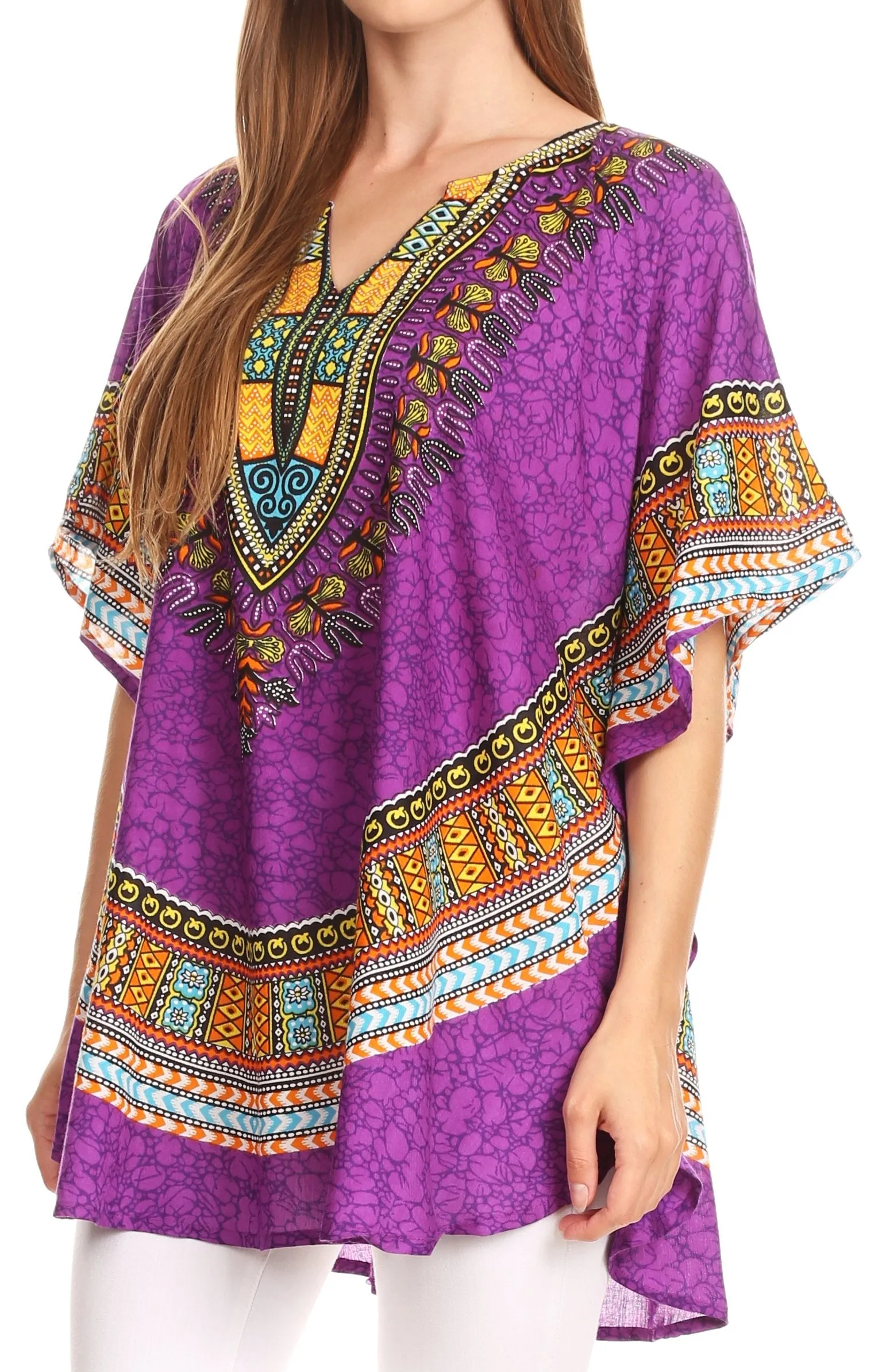 Sakkas Alba Tribal Circle Cover-up Tunic Vibrant Colors Relaxed