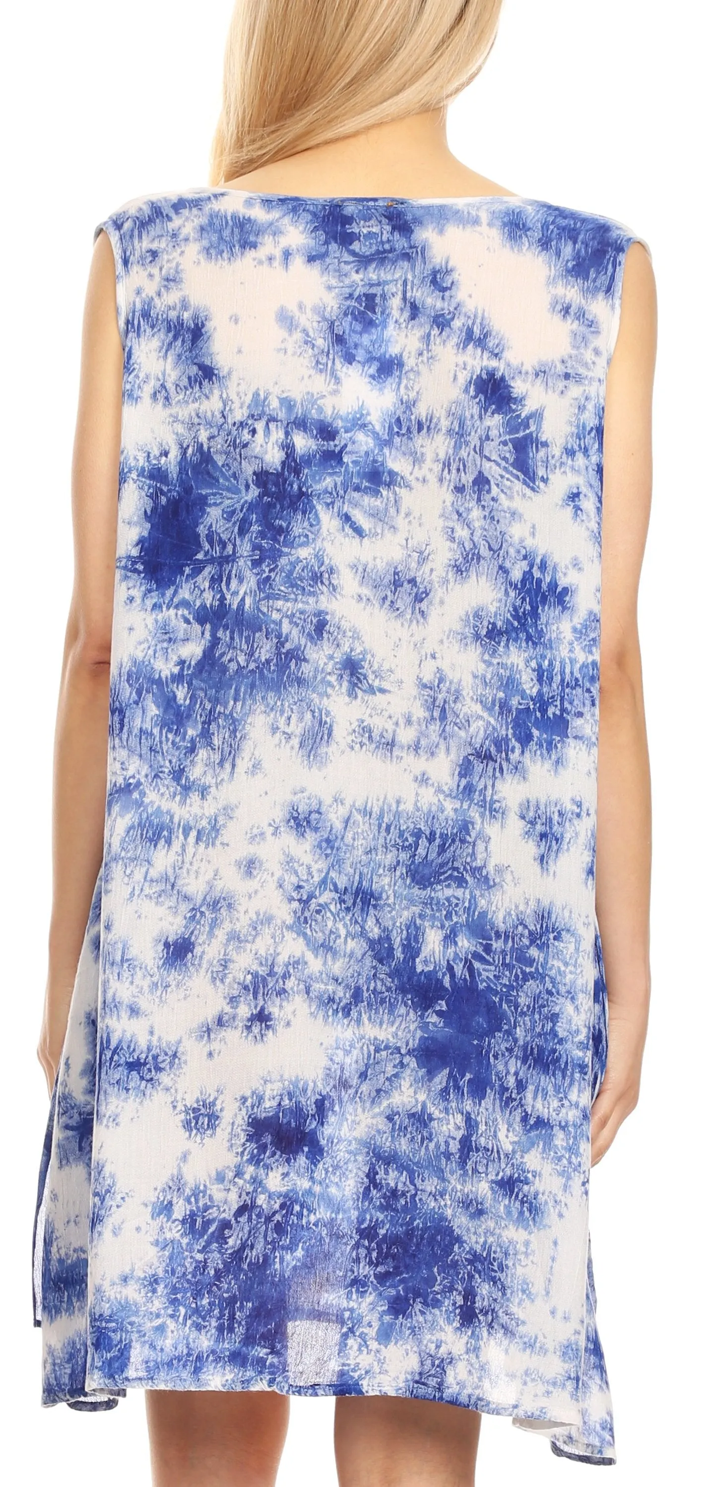 Sakkas Arisa Women's Maxi Casual Tie Dye Sleeveless Layered Cover up Tank Dress