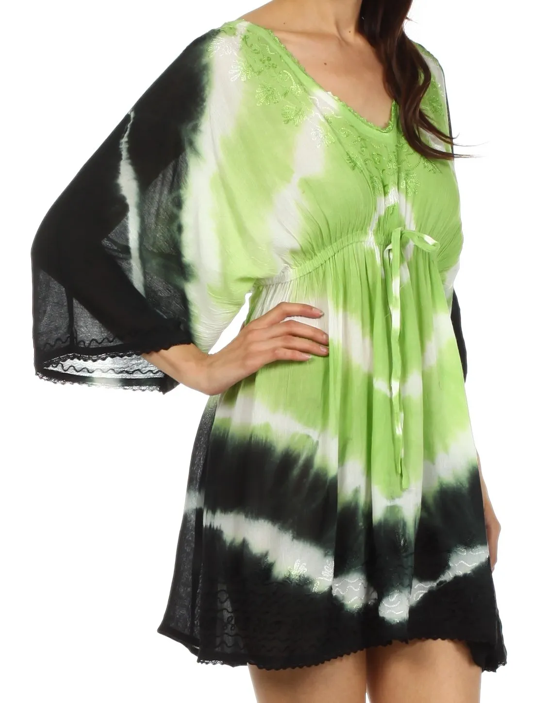 Sakkas Bala Tie Dye Semi-Sheer Tunic Blouse Cover Up