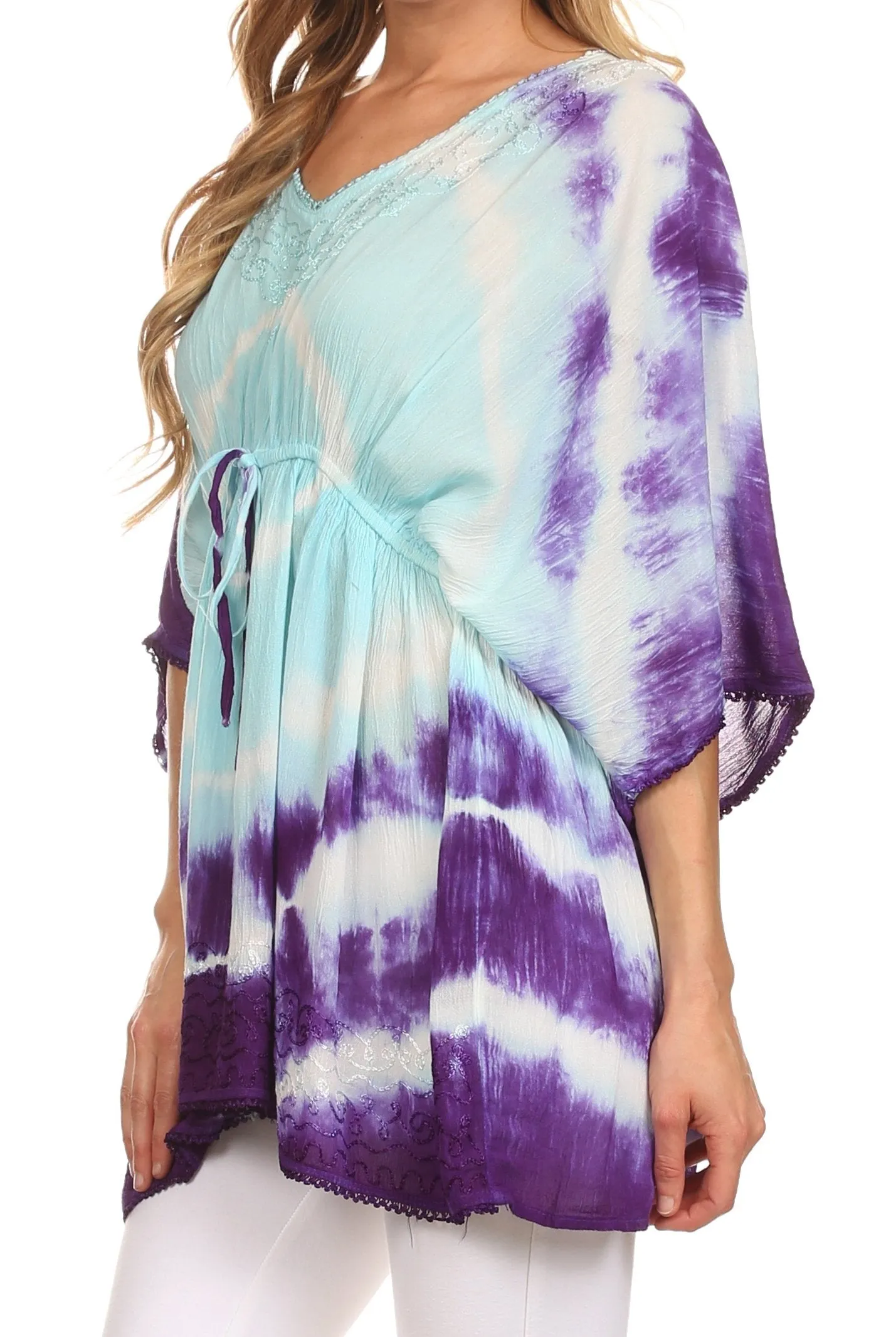 Sakkas Bala Tie Dye Semi-Sheer Tunic Blouse Cover Up