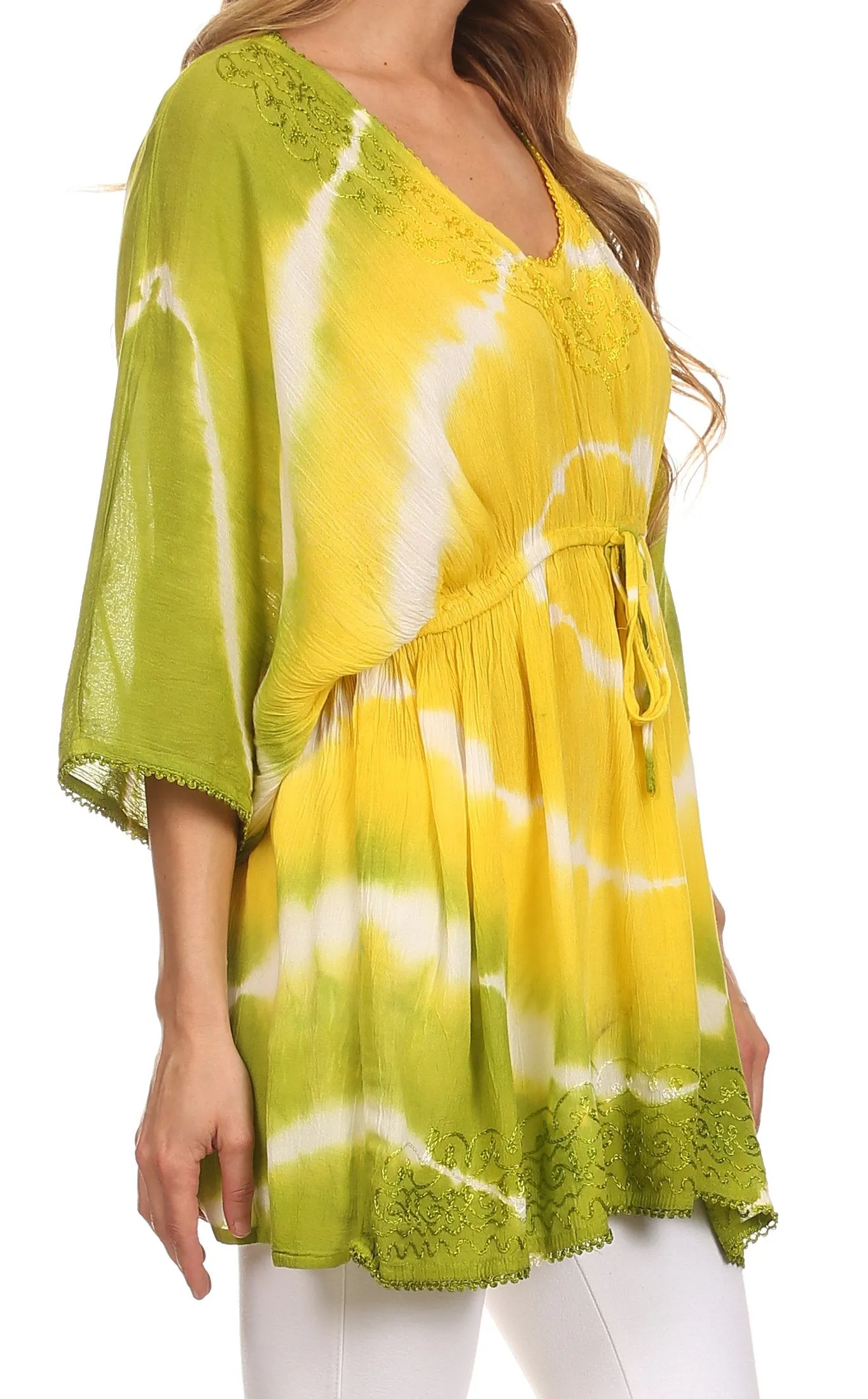 Sakkas Bala Tie Dye Semi-Sheer Tunic Blouse Cover Up