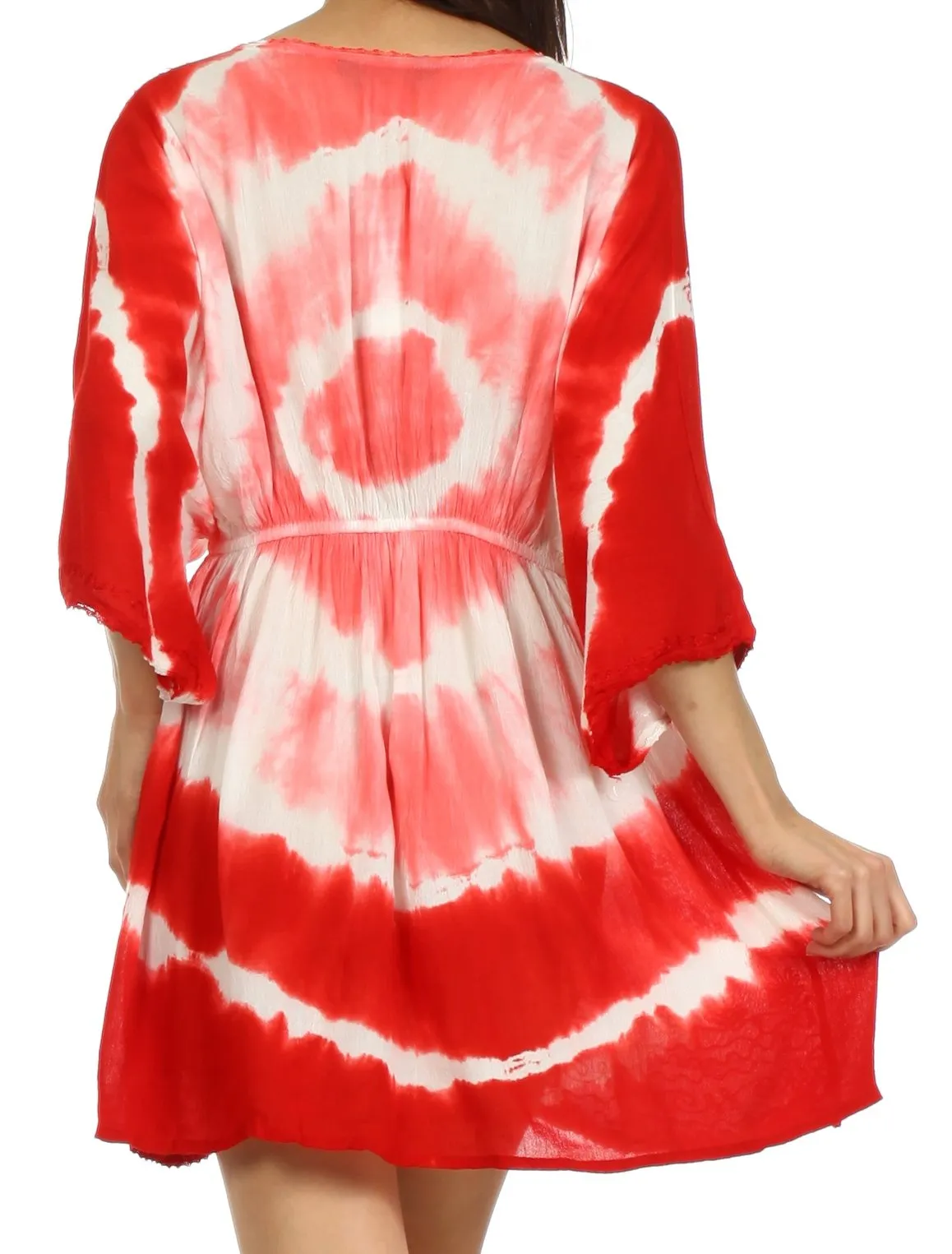 Sakkas Bala Tie Dye Semi-Sheer Tunic Blouse Cover Up