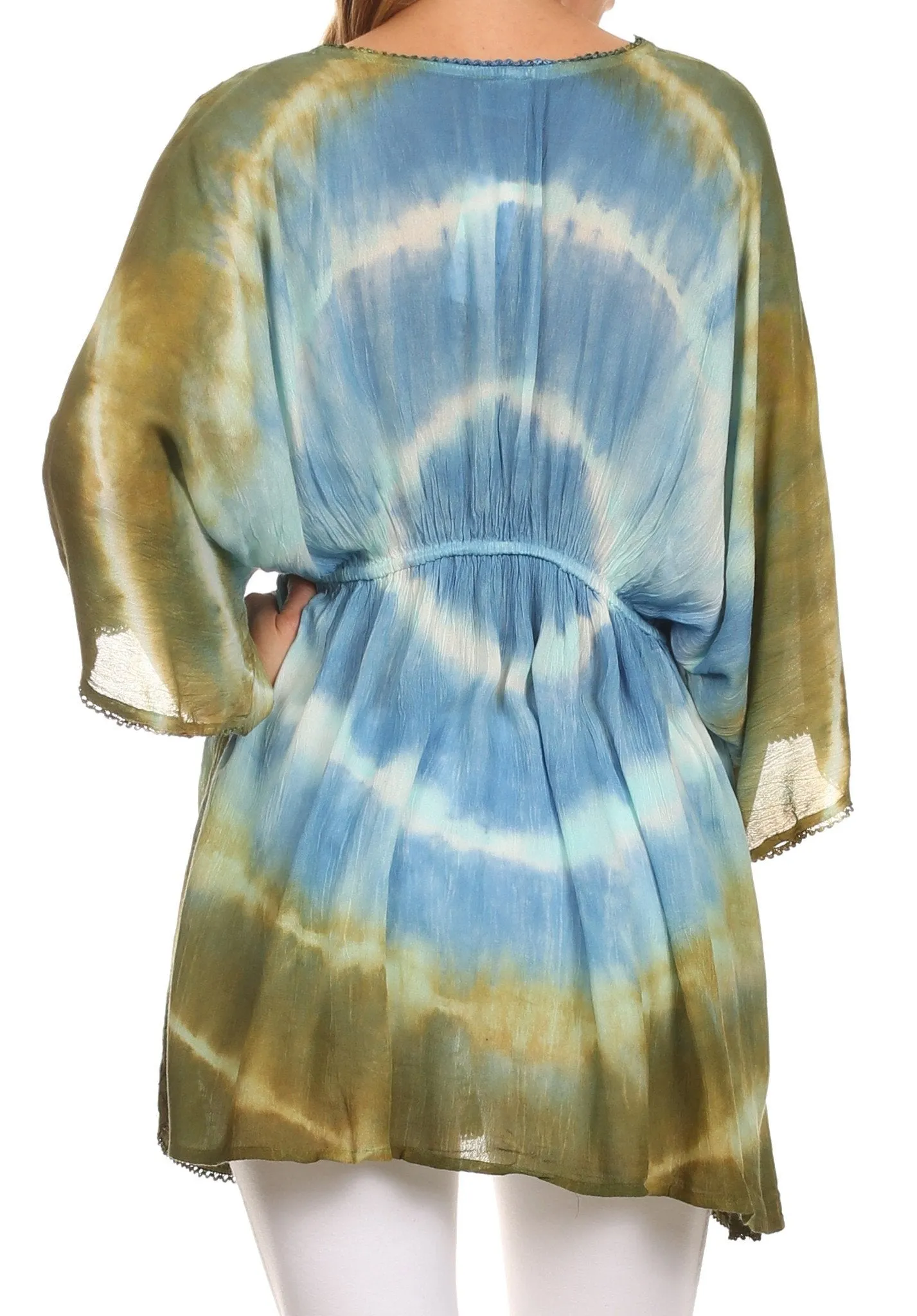 Sakkas Bala Tie Dye Semi-Sheer Tunic Blouse Cover Up