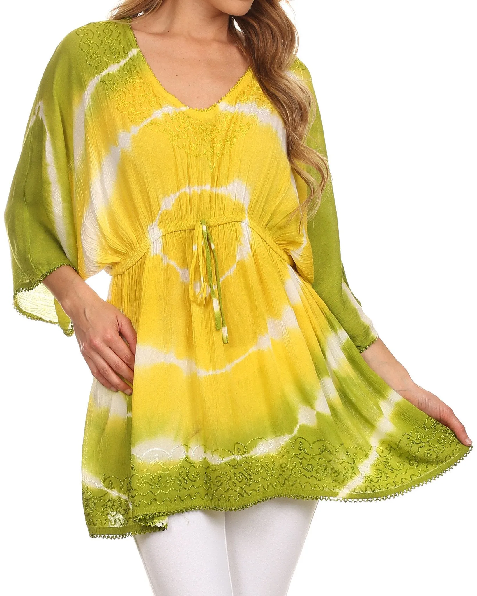 Sakkas Bala Tie Dye Semi-Sheer Tunic Blouse Cover Up