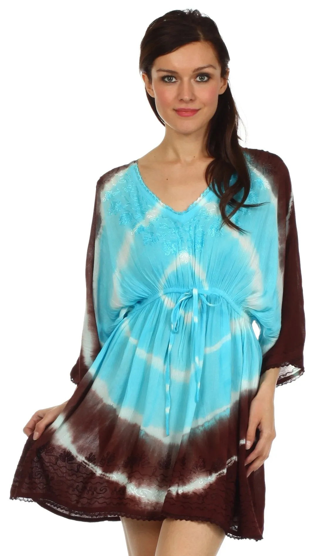 Sakkas Bala Tie Dye Semi-Sheer Tunic Blouse Cover Up