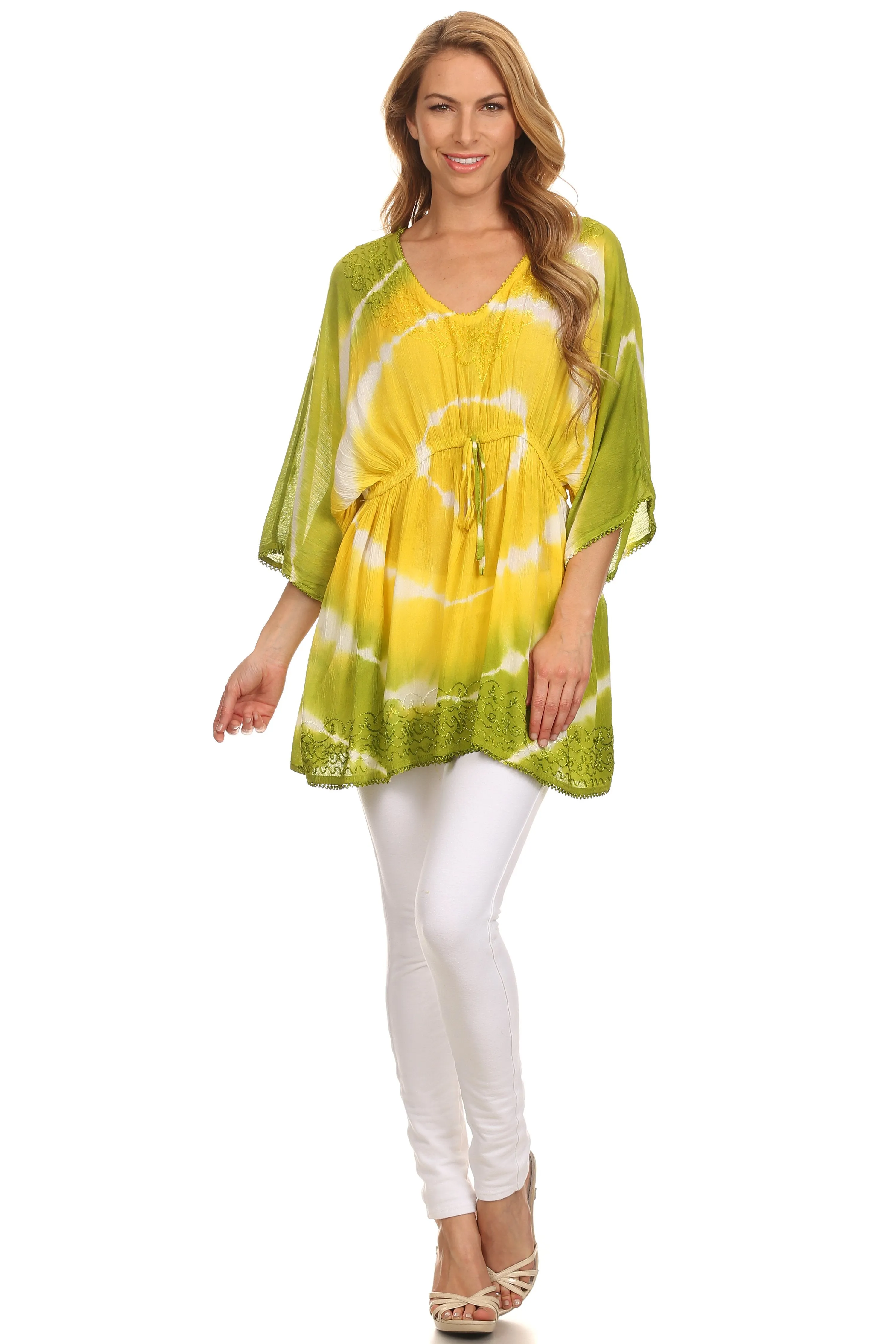 Sakkas Bala Tie Dye Semi-Sheer Tunic Blouse Cover Up