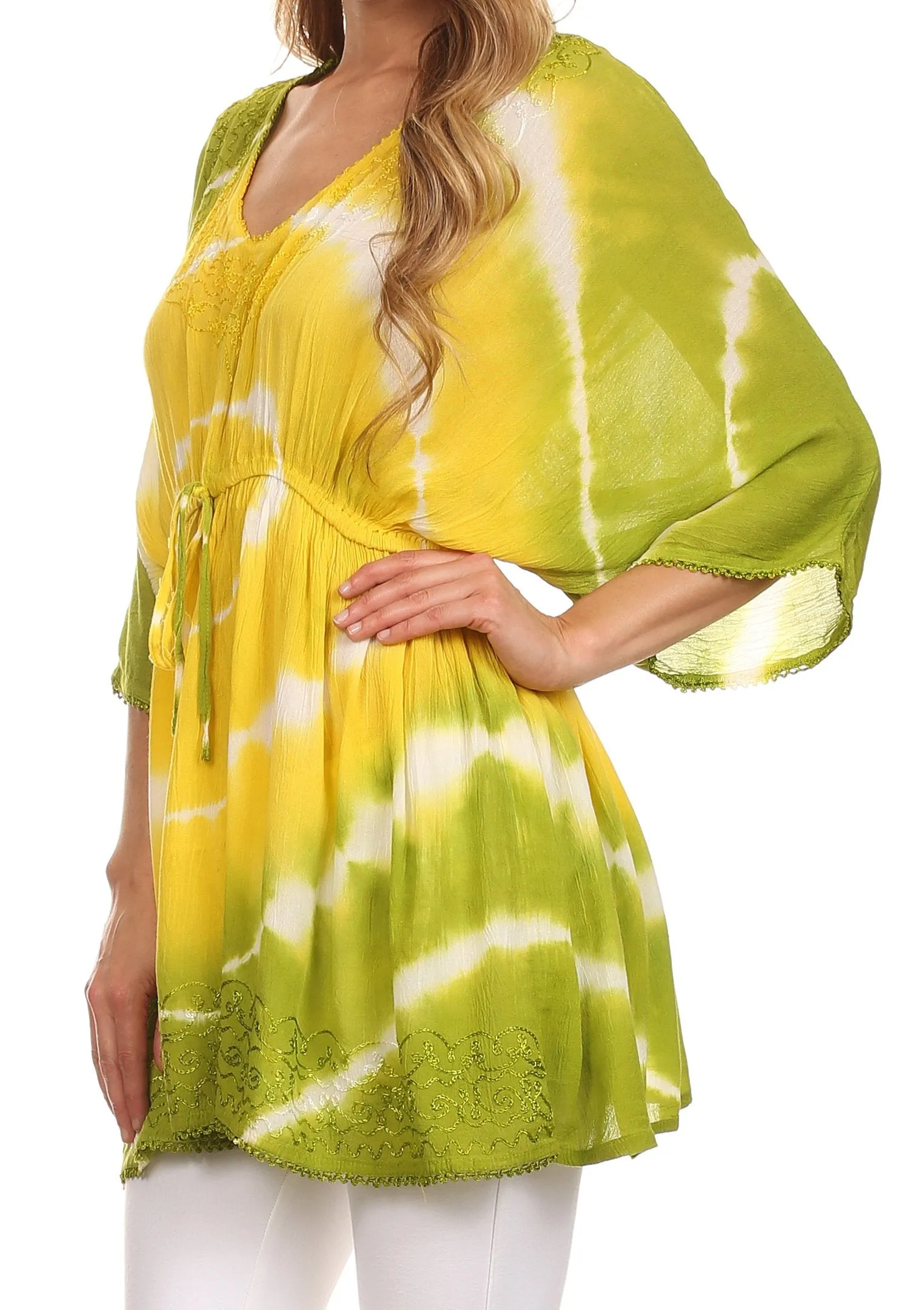 Sakkas Bala Tie Dye Semi-Sheer Tunic Blouse Cover Up