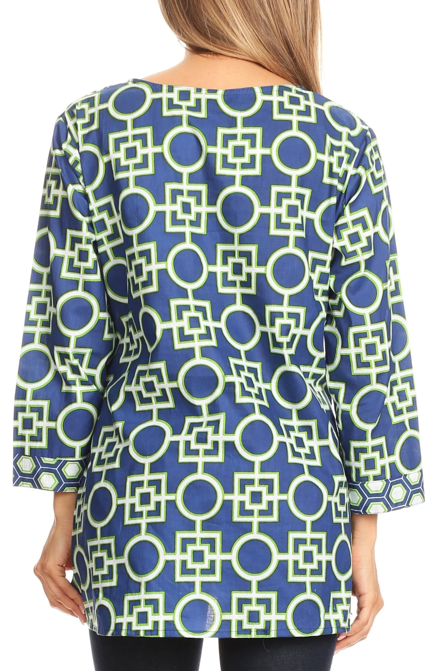 Sakkas Lara  Classic Effortless Rayon Printed Mosaic Tunic  / Blouse Top