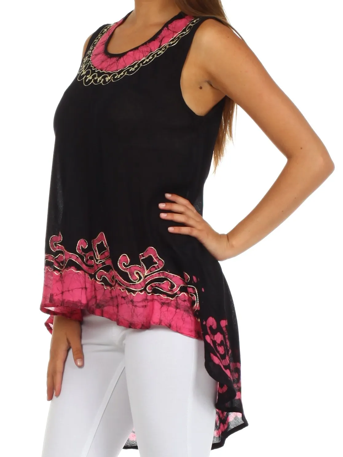 Sakkas Wild Raven Batik Hi Lo Blouse / Tunic