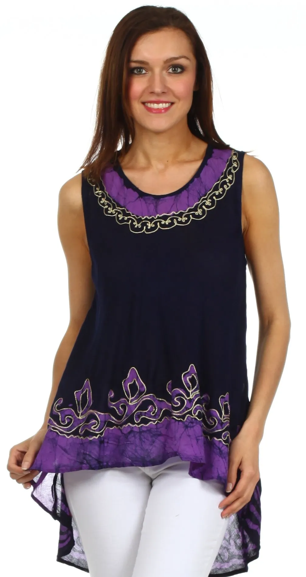 Sakkas Wild Raven Batik Hi Lo Blouse / Tunic