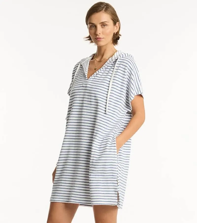 Sea Level  Overswim Surf Poncho - Denim Stripe