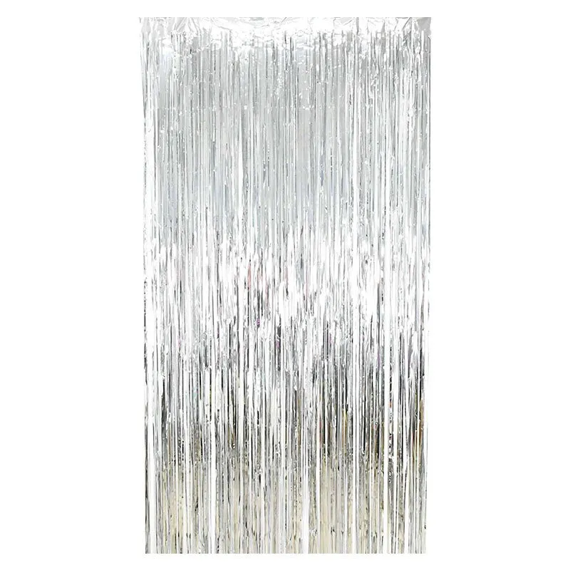 Silver Metallic Fringe Tinsel Curtain Backdrop