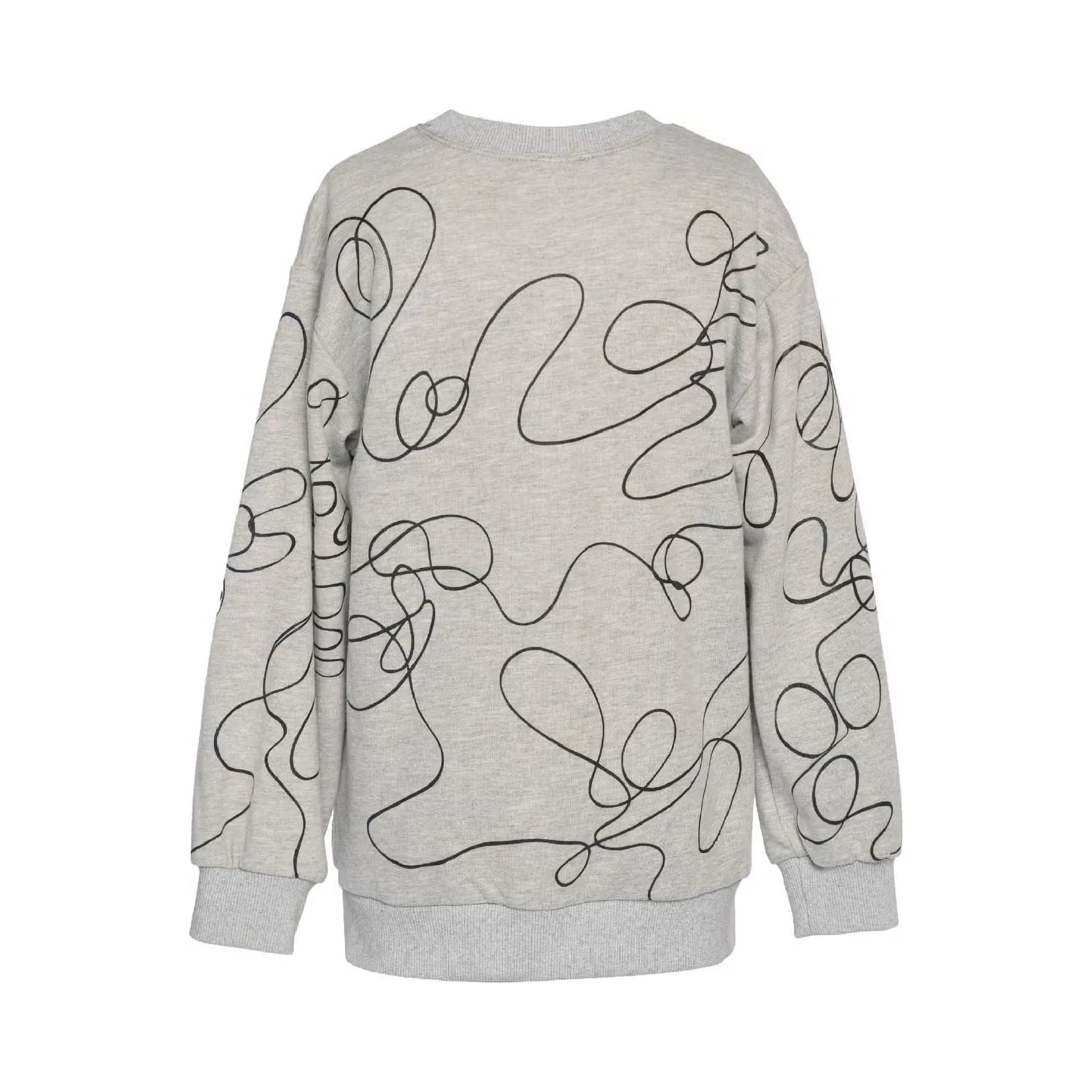 Sweatshirt Tunic with Scribble and Sequin Flowers