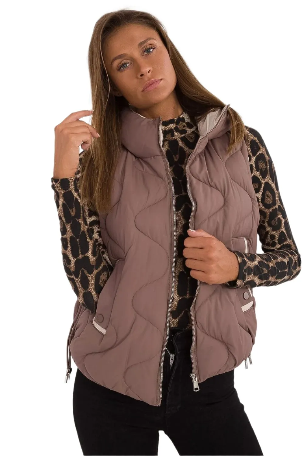 TEEK - Brown Side Pulley Hooded Gilet