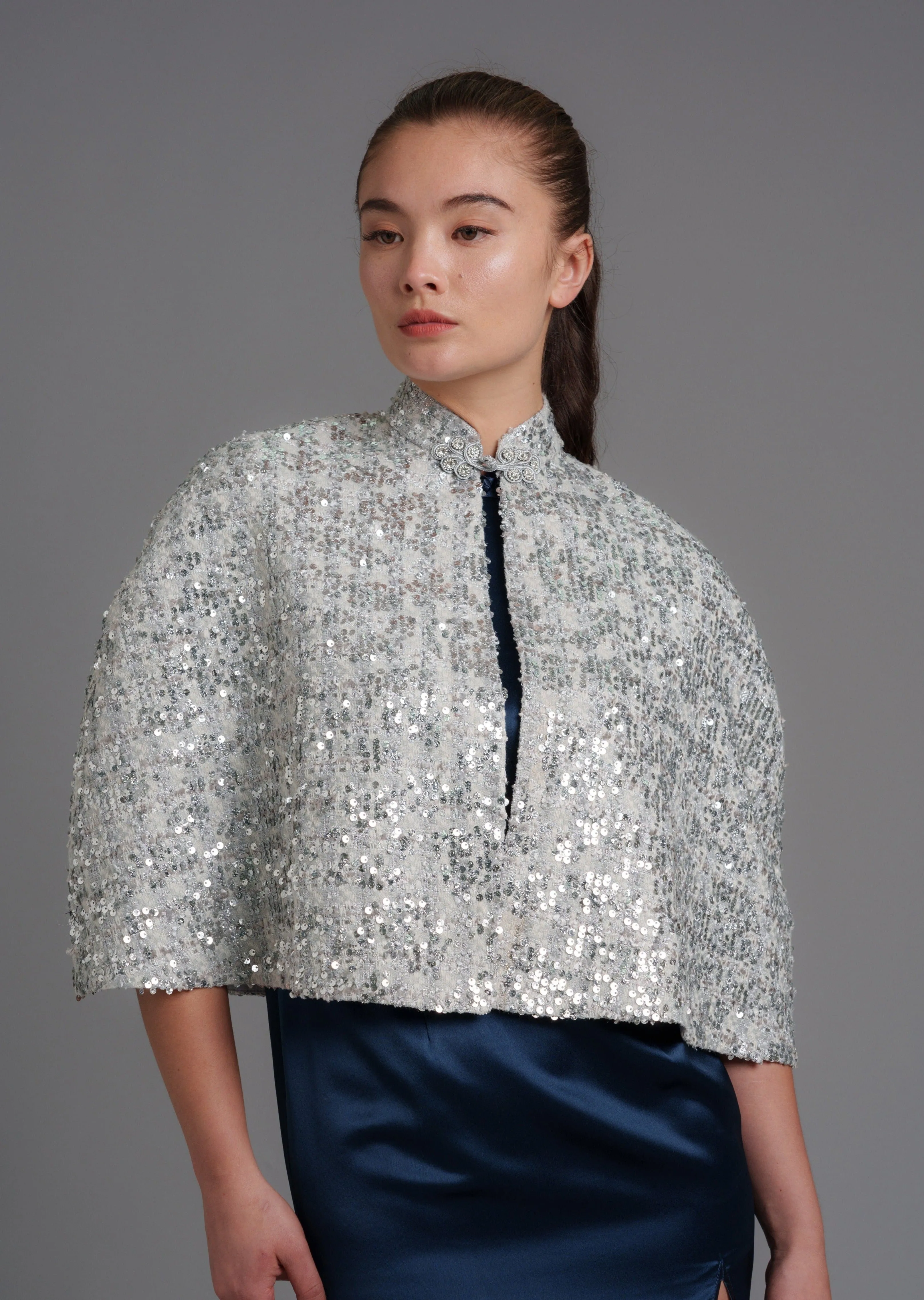 Tweed Qipao Cape