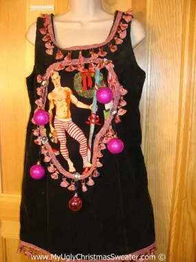 Ugly Christmas Sweater Party Tacky Dress Hottie Guy & Real Ornaments (d94)