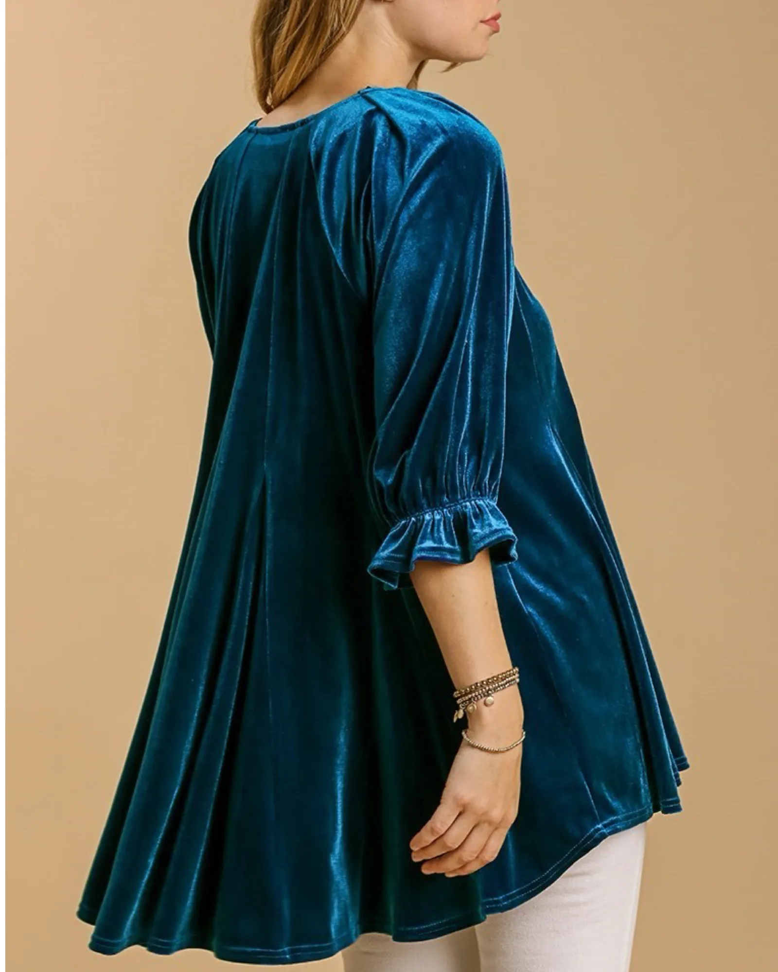 Velvet Swing Tunic in Peacock Blue