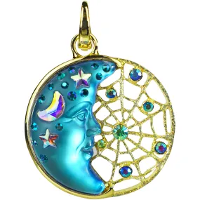 Venus Mystic Moon Shadow Dreamcatcher Open Ring Charm (Goldtone/Blue Sphinx)