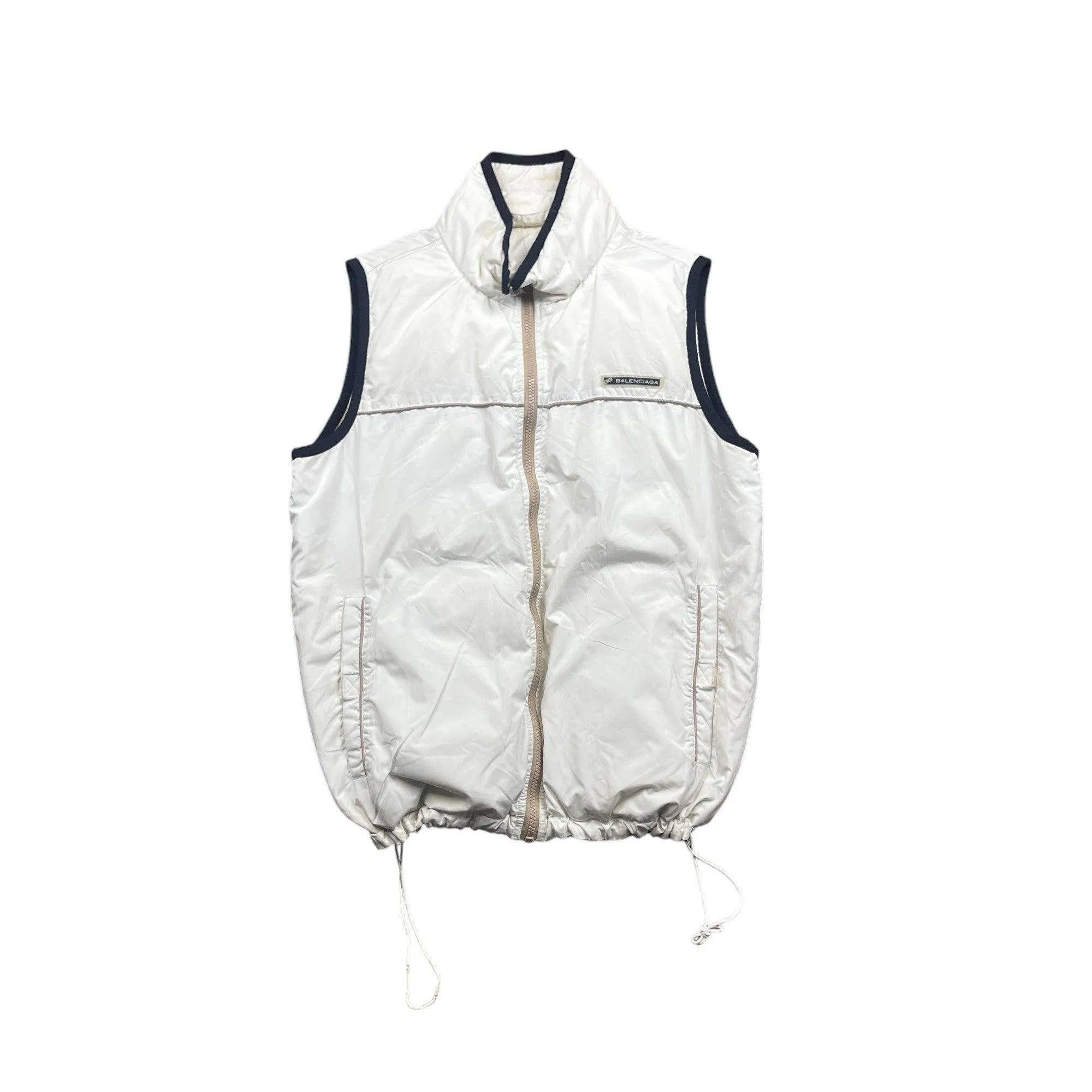 Vintage 90s White   Cream Balenciaga Reversible Puffer Gilet - Medium