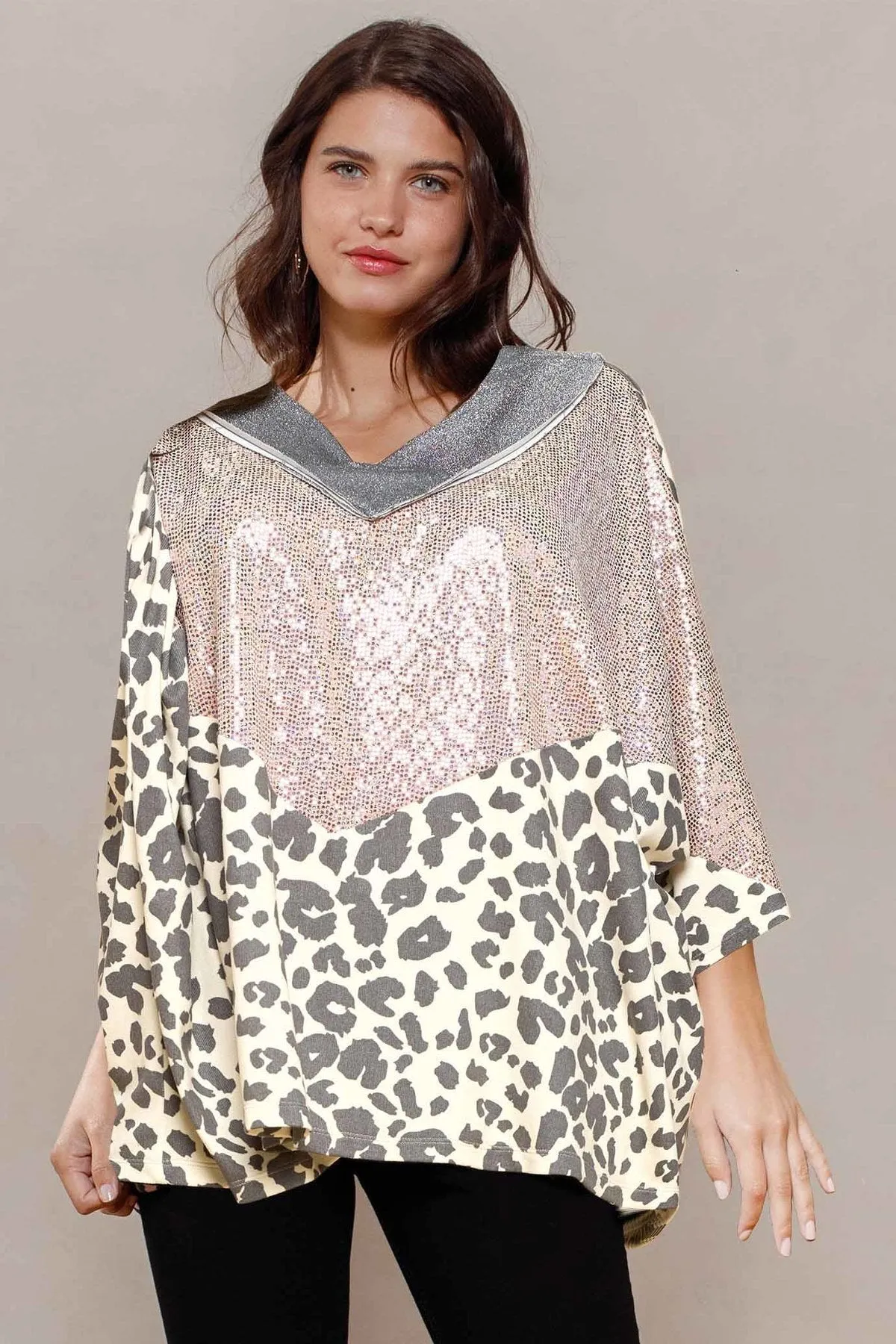 Women's Multi Print Oversized V-neckline